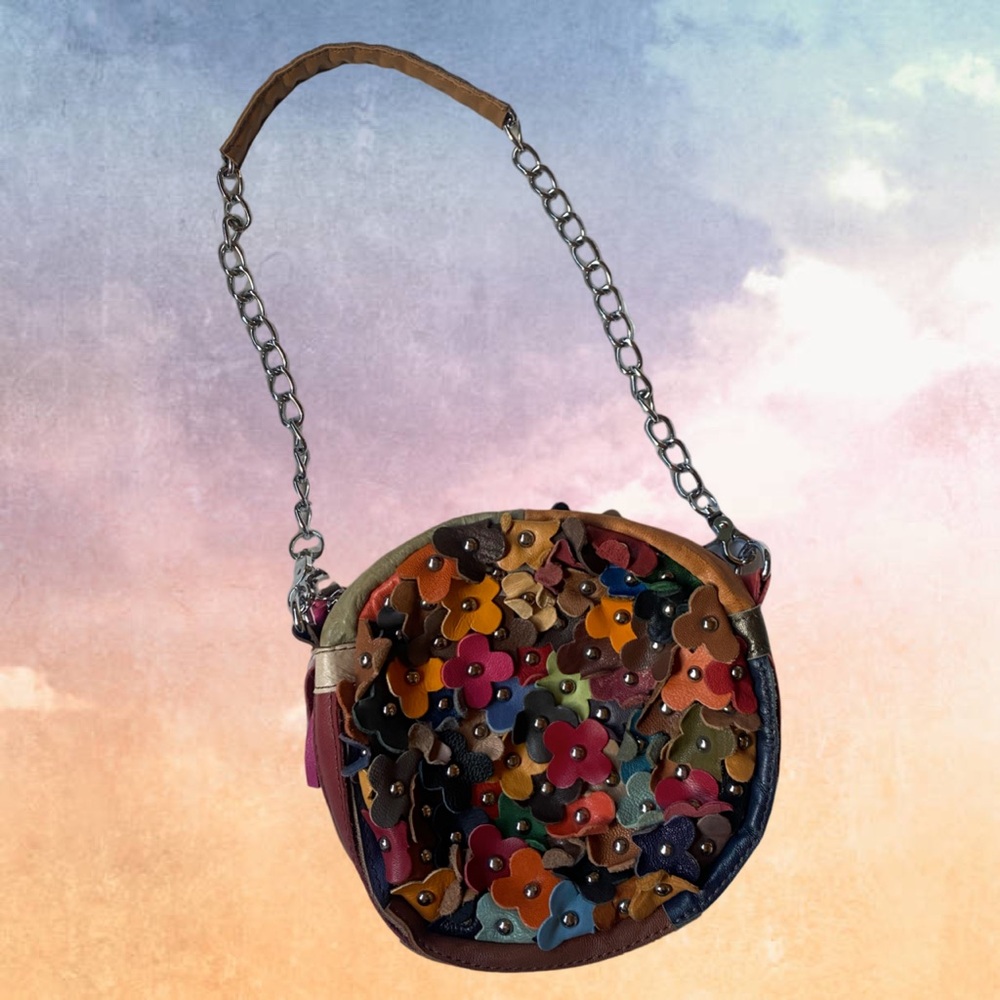 Floral leather handbag